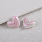 Plating Heart Acrylic Beads 18mm Spiral Pattern Glossy 50pcs 8