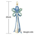 Crochet Flower Keychain Variegated Cotton Cord Pearl Tassels 24cm 5
