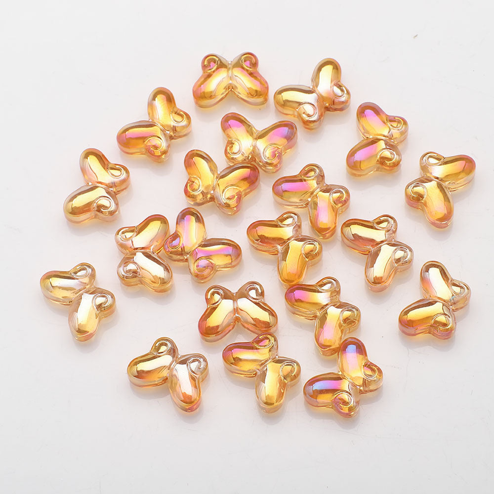 Butterfly Plated Transparent Glass Beads 10x14mm 20pcs 14