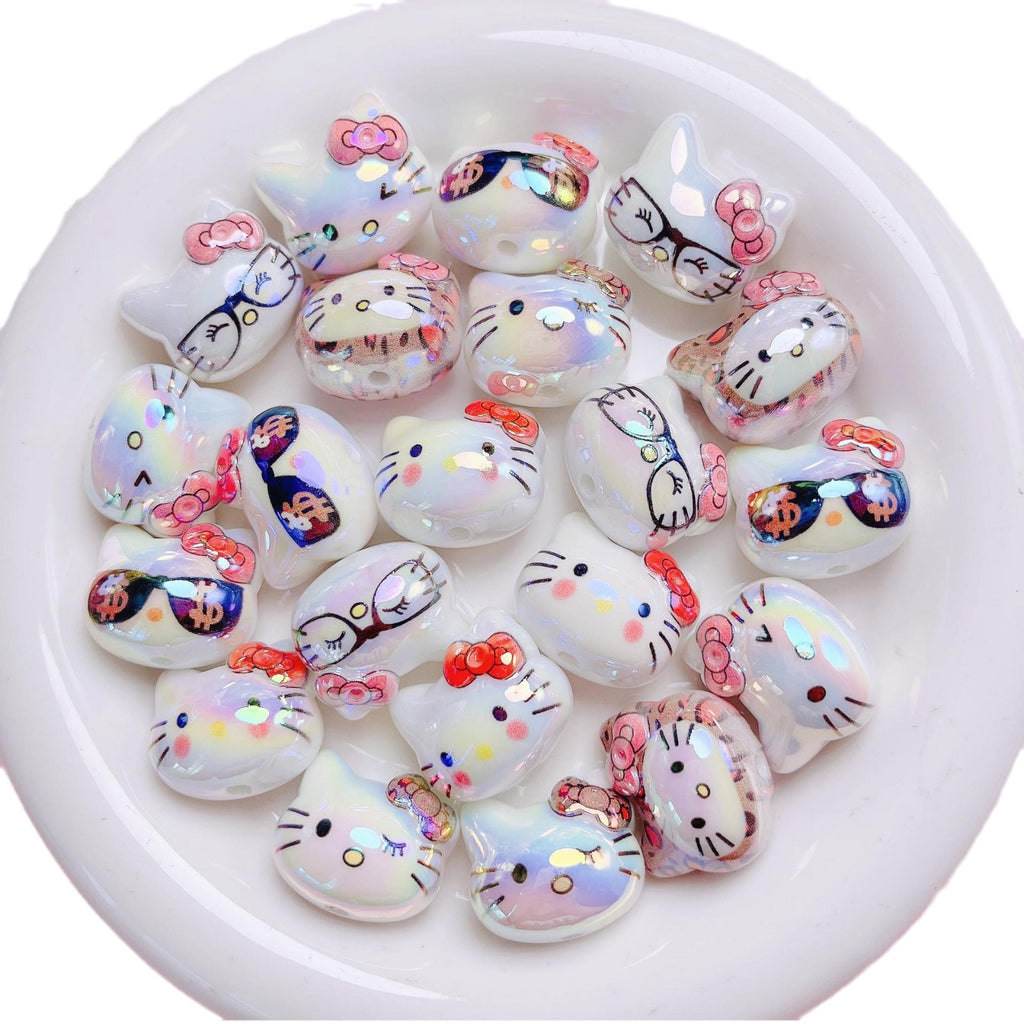UV Plating Hello Kitty Acrylic Beads 20x22.5x17mm Glossy 5pcs 5