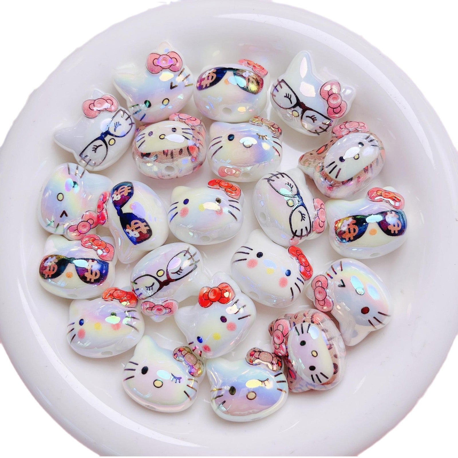 UV Plating Hello Kitty Acrylic Beads 20x22.5x17mm Glossy 5pcs 5