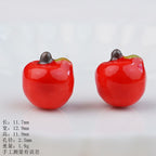 Hand Painted Apple Ceramic Beads 12mm Glossy Finish 10pcs 6