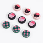 Flat Acrylic Beads 17mm Black Pink Strawberry Printed 20pcs 6