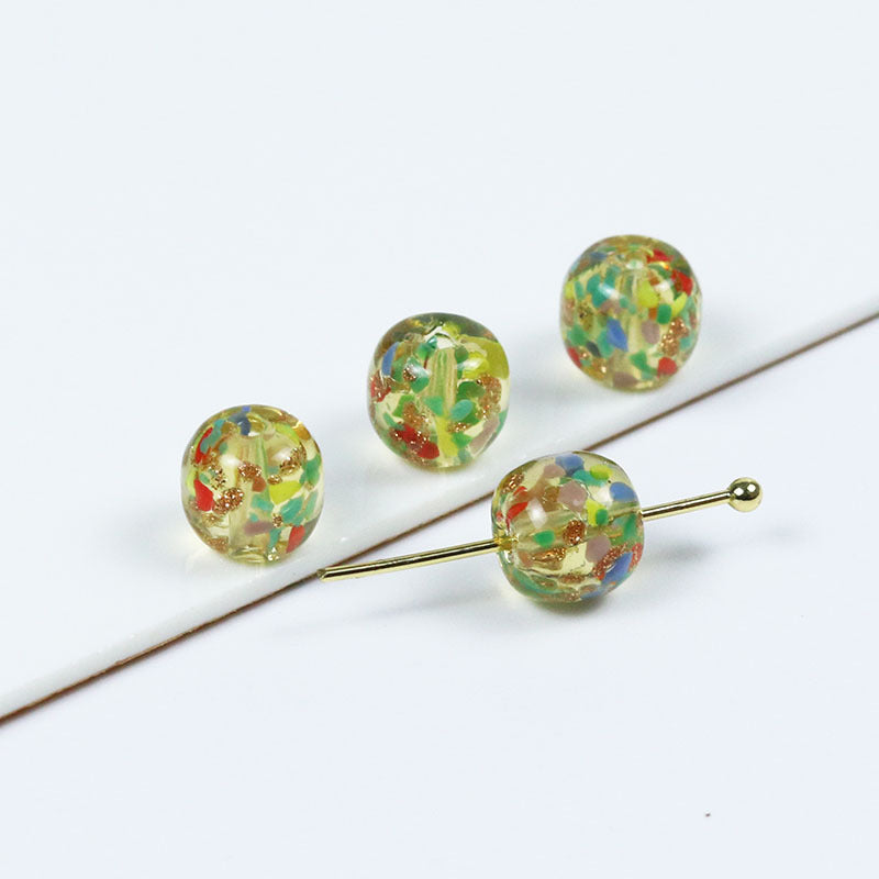 Lampwork Glass Beads Round 11mm Colorful Floral Filled 20pcs 8