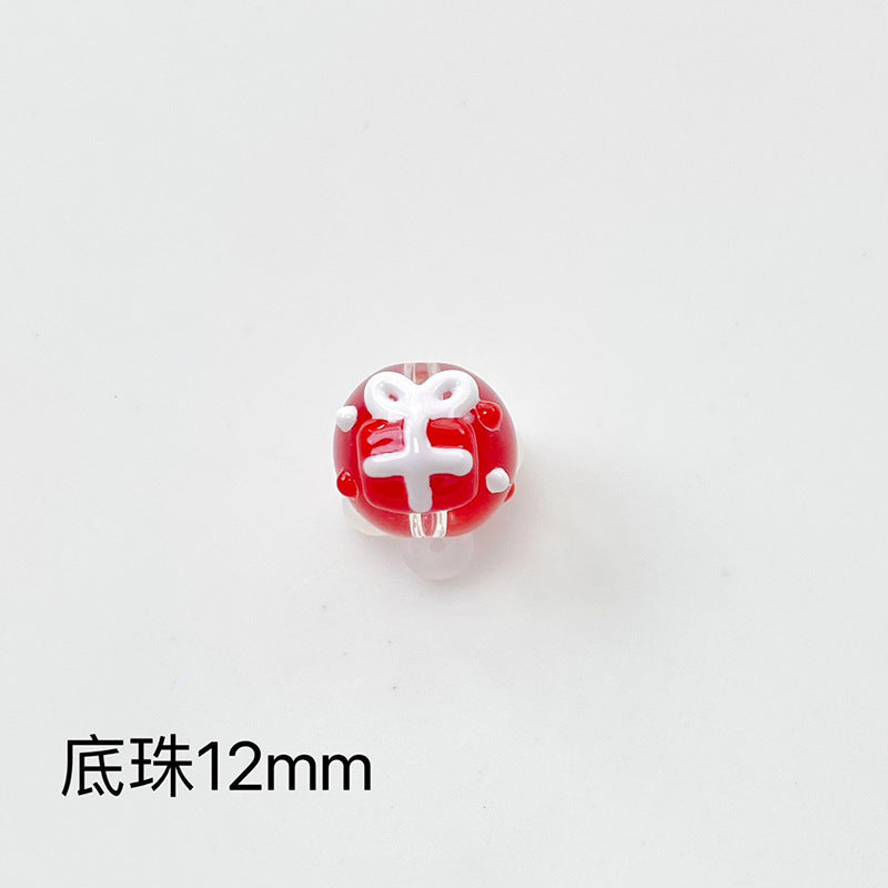 Hand Painted Christmas Enamel Glass Beads 12mm 14mm 1pc 16