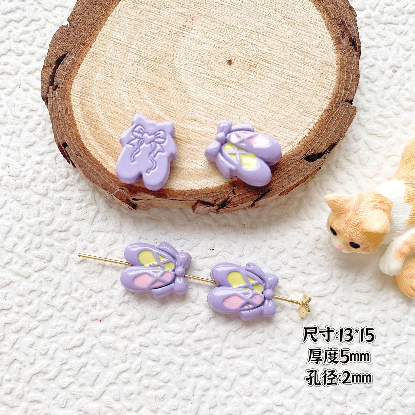 Bow Ballet Shoe Metal Beads Decorative Pastel Painted 20pcs 18