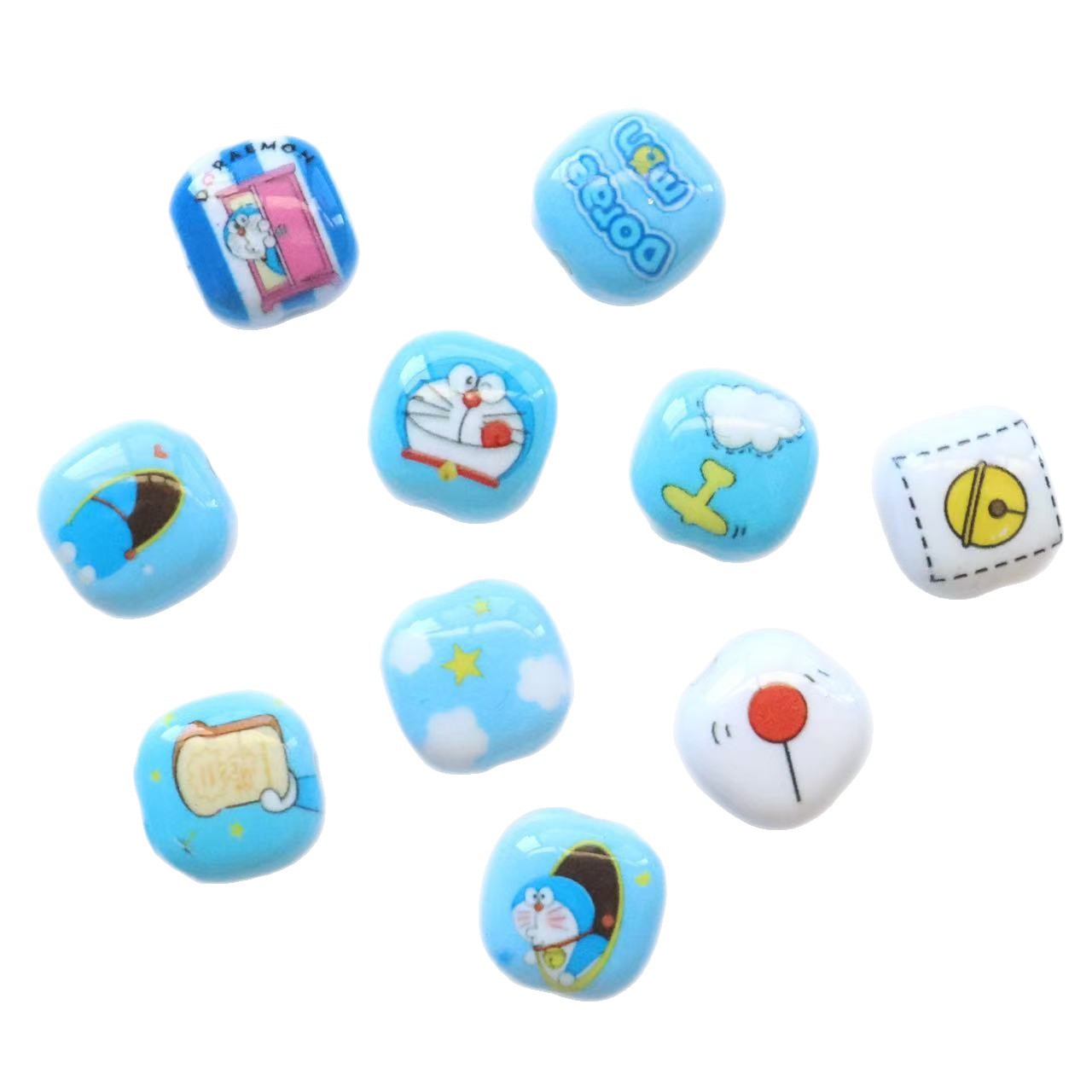 Doraemo Series Acrylic Square Beads 13mm Light Blue White 20pcs 5