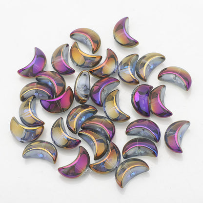 Moon Plated Transparent Crescent Glass Beads 9mm 14mm 30pcs 23