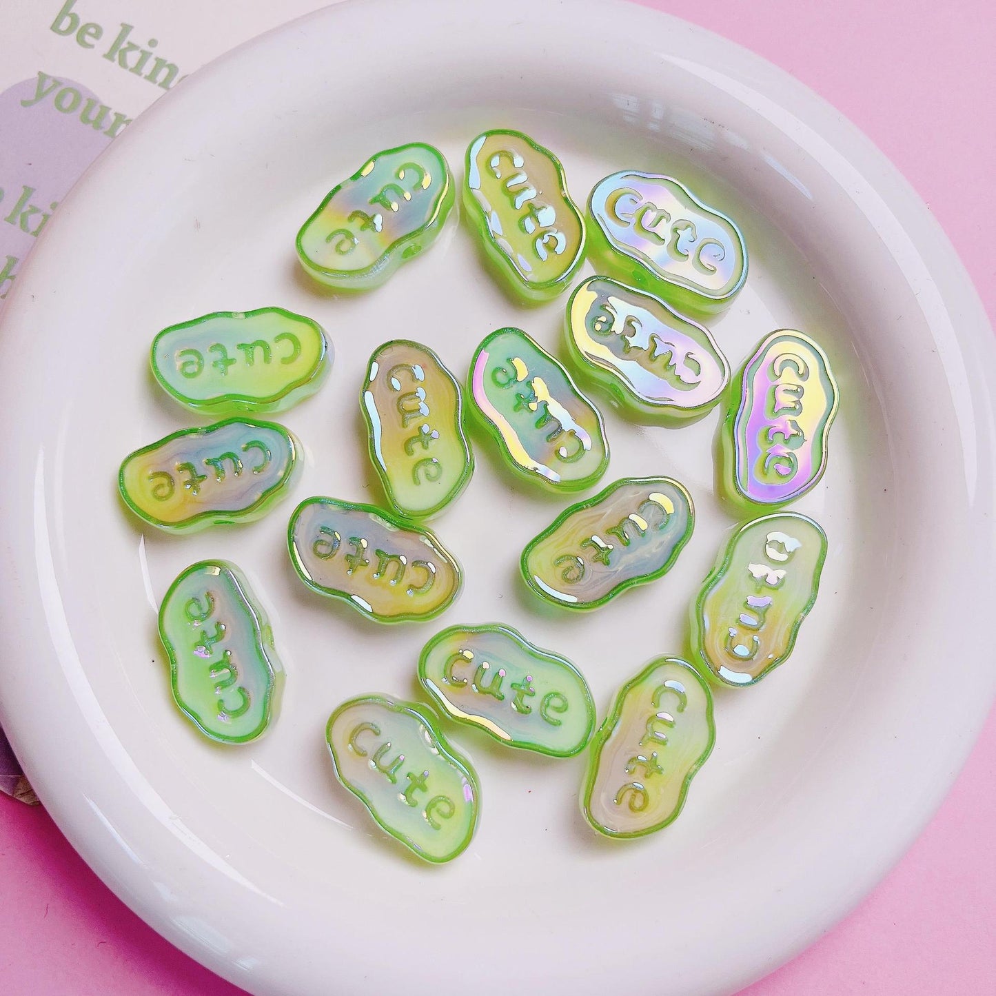 Glow Flat Acrylic Beads 15x26mm UV Plating Glow In The Dark 10pcs 10