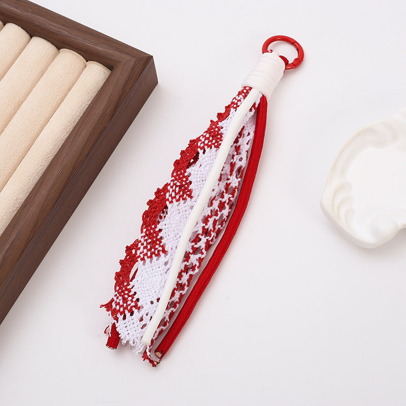 Braided Boho Lace Tassel Crochet Keychain Polyester 19cm 4pcs 15