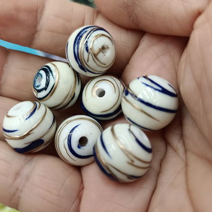 Imitation Ceramic Brushing Acrylic Beads 16mm Colorful Swirl 100pcs 10