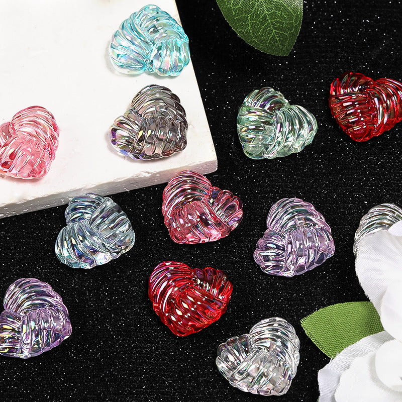 Transparent Plating Yarn Heart Acrylic Beads 22mm 50pcs 4