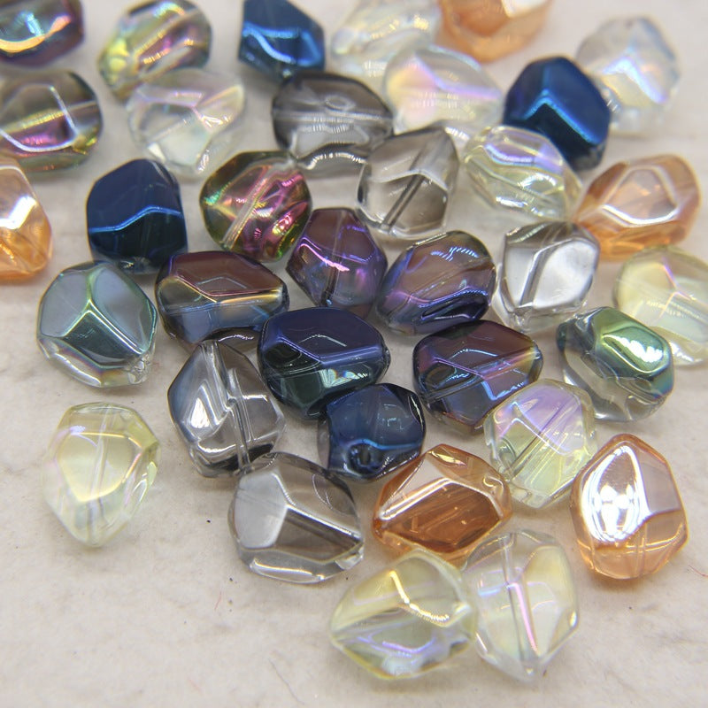 Electroplated Stone Shaped Glass Beads 17mm Vivid Colors 80pcs 2
