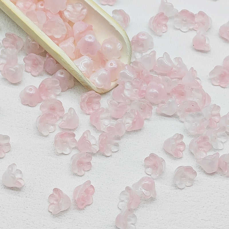 Campanula Flower Glass Beads 7x12mm Frosted Glossy Pastel 50pcs 33