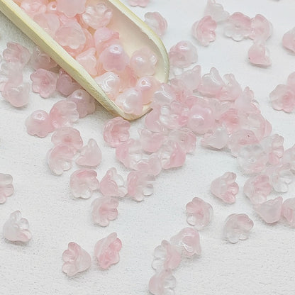 Campanula Flower Glass Beads 7x12mm Frosted Glossy Pastel 50pcs 33