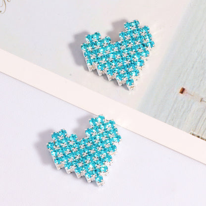 Double-Sided Heart Rhinestone Beads 19mm Full Color Alloy 6pcs 7