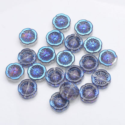 Electroplated Hawaiian Flower Glass Beads 14mm Transparent 20pcs 18