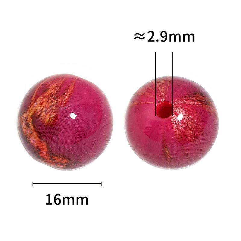 UV Plating Acrylic Beads 16mm Gilded Lacquer Painted Round 50pcs 3