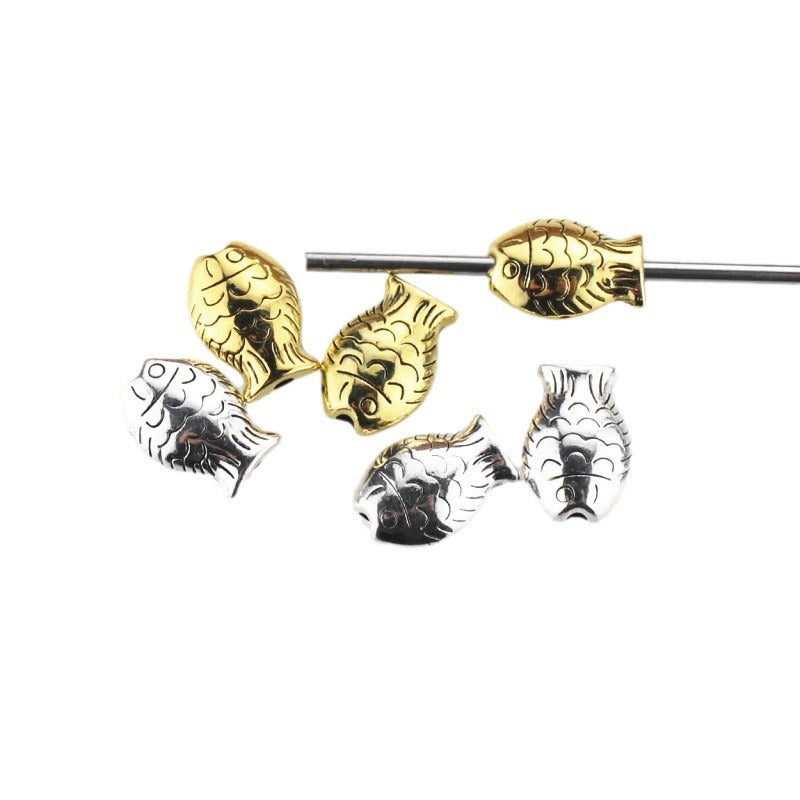 Fish Metal Beads 14mm Chunky Gold and Silver Tone 50pcs 4