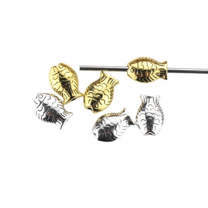 Fish Metal Beads 14mm Chunky Gold and Silver Tone 50pcs 4