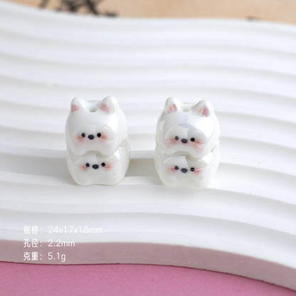Plating Puppy Stack Resin Beads 24mm Glossy Pastel Colors 10pcs 7