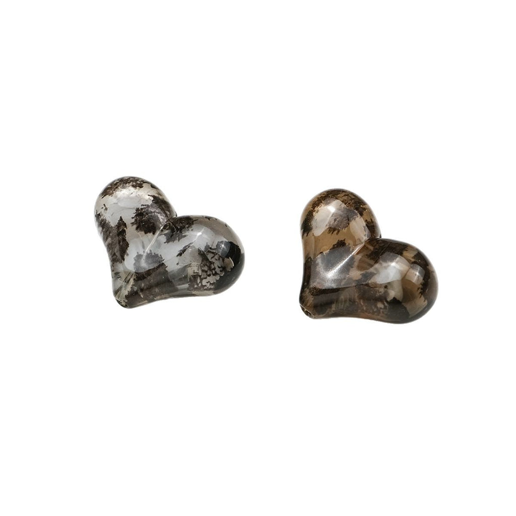 Transparent Leopard Print Peach Heart Acrylic Beads 22mm 50pcs 4