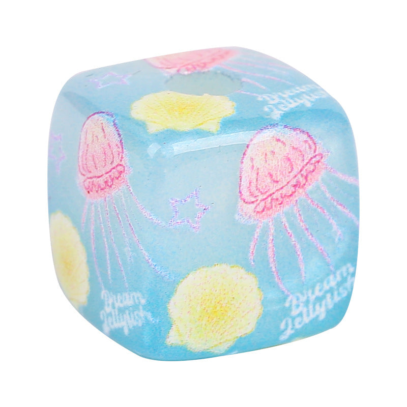 Jelly Texture Square Acrylic Beads 14mm Marine Series 10pcs 5