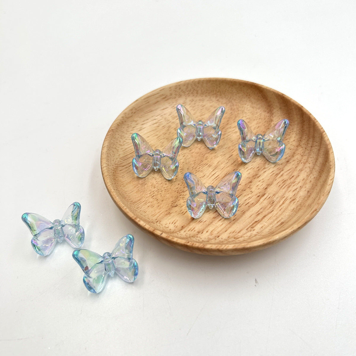 Transparent Butterfly Acrylic Beads 23x21mm UV Plating 5pcs 6