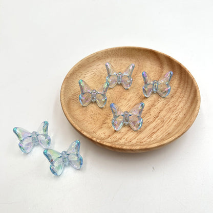 Transparent Butterfly Acrylic Beads 23x21mm UV Plating 5pcs 6