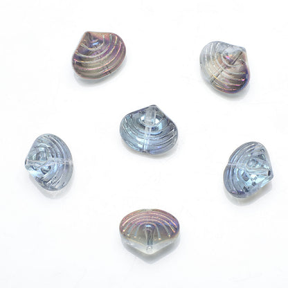Electroplated Spiral Shell Glass Beads 14mm Iridescent Colors 30pcs 19