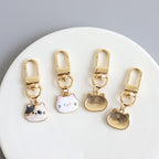 Cartoon Cat Head Keychain Zinc Alloy Enamel Gold Tone 2