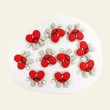 Silicone Focal Beads Bad Bunny Heart with Quirky Legs 13