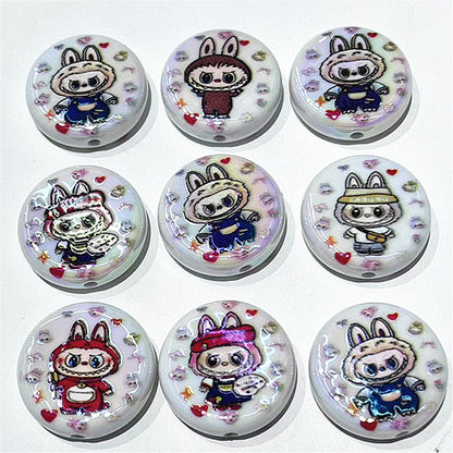 Plating Flat Bunny Acrylic Beads 25mm Double-Sided Printed 50pcs 6