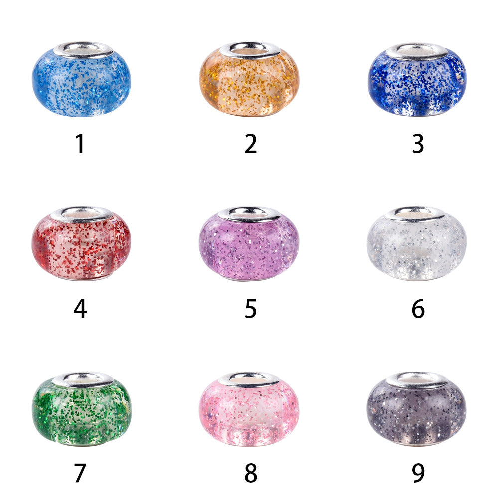 Resin Spacer Beads 14mm Transparent Glitter Powder 100pcs 4