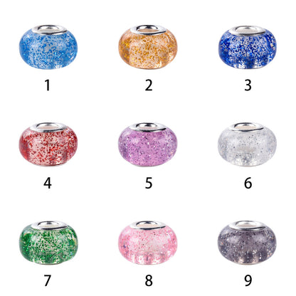 Resin Spacer Beads 14mm Transparent Glitter Powder 100pcs 4