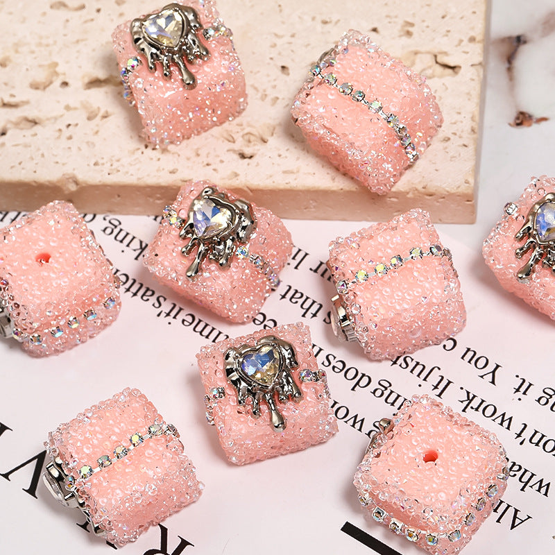Crocore Square Rhinestone Beads 21mm Acrylic Textured Facet 5pcs 9