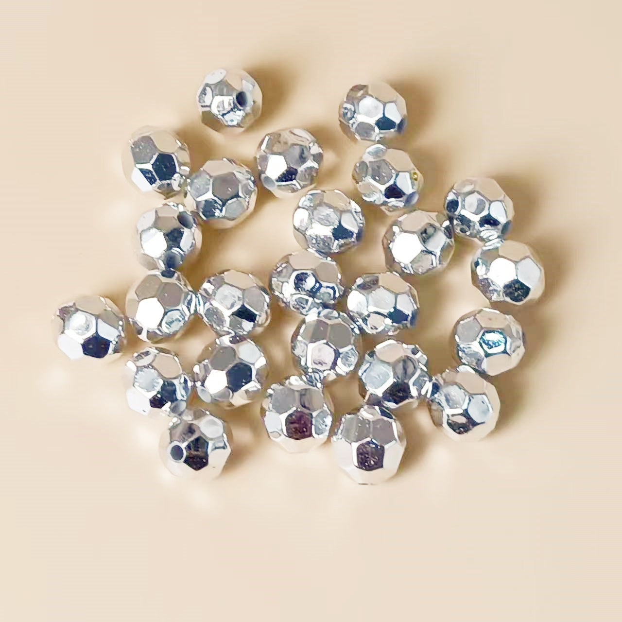 Faceted Acrylic Beads 9mm Sparkling Gold and Silver CCB Plastic 100pcs 6