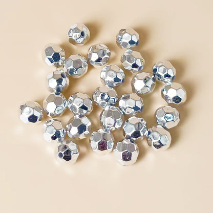 Faceted Acrylic Beads 9mm Sparkling Gold and Silver CCB Plastic 100pcs 6