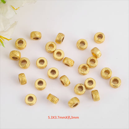 Brass Tube Metal Beads 6.5mm Tibetan Patterned Large Hole 100pcs 7