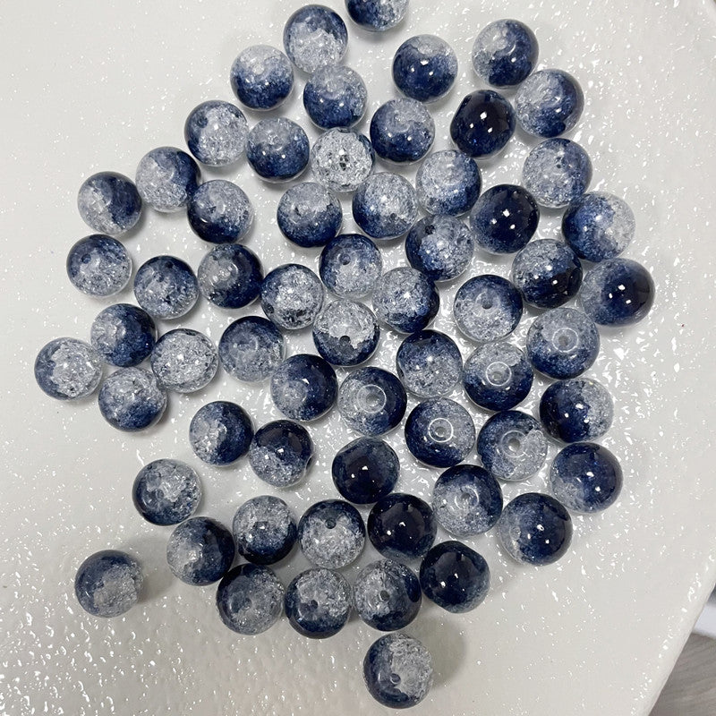 Crackle Round Glass Beads 10mm Vibrant Colors Sparkling Texture 100pcs 24