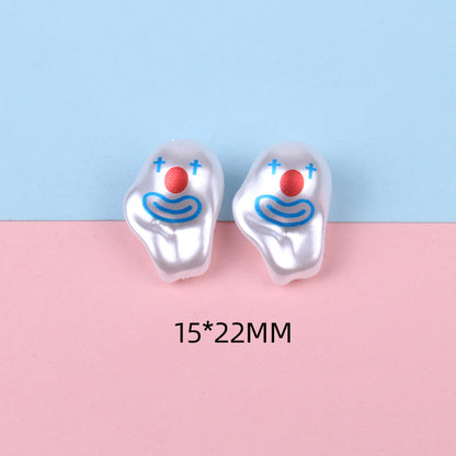 Hand Painted Cartoon Pattern Pearlized Acrylic Beads ABS Plastic 10pcs 25