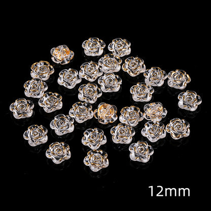 Pearl Imitation Camellia Acrylic Beads 10-18mm ABS Plastic 50pcs 14