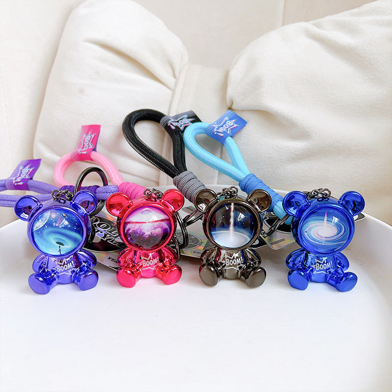 Resin Bear Wristlet Keychain Cosmic Galaxy Design Cool Colors 4