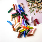 Halo Elbow Tube Acrylic Beads 36mm Glossy Curved Mixed Colors 50pcs 3