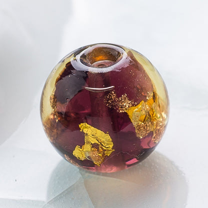 Lampwork Glass Beads Round 8/10/12mm Gold Foil Flakes Filled 50pcs 7