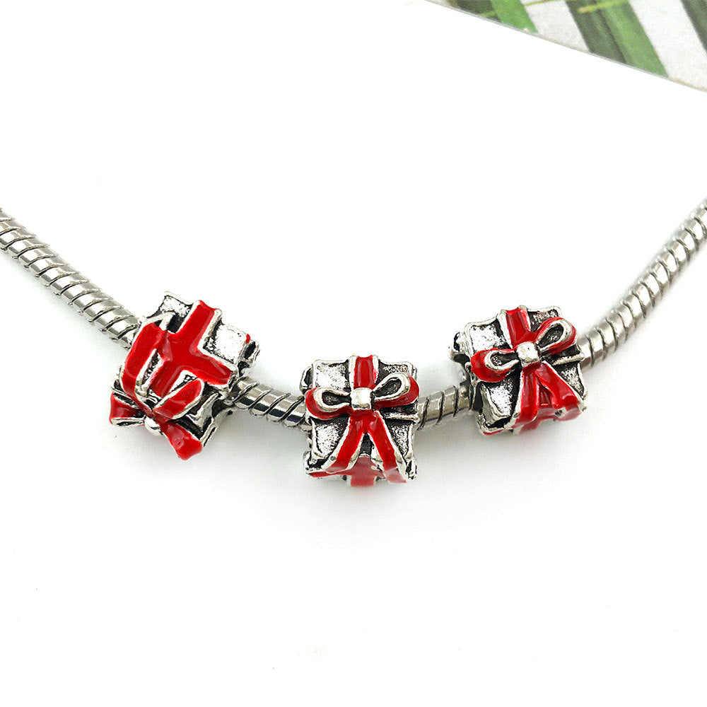 Christmas Series Colorful Enamel Metal Beads Large Hole 1pc 12