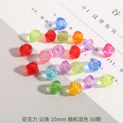 Transparent Rhombus Acrylic Beads 4-10mm Colored Mixed 12