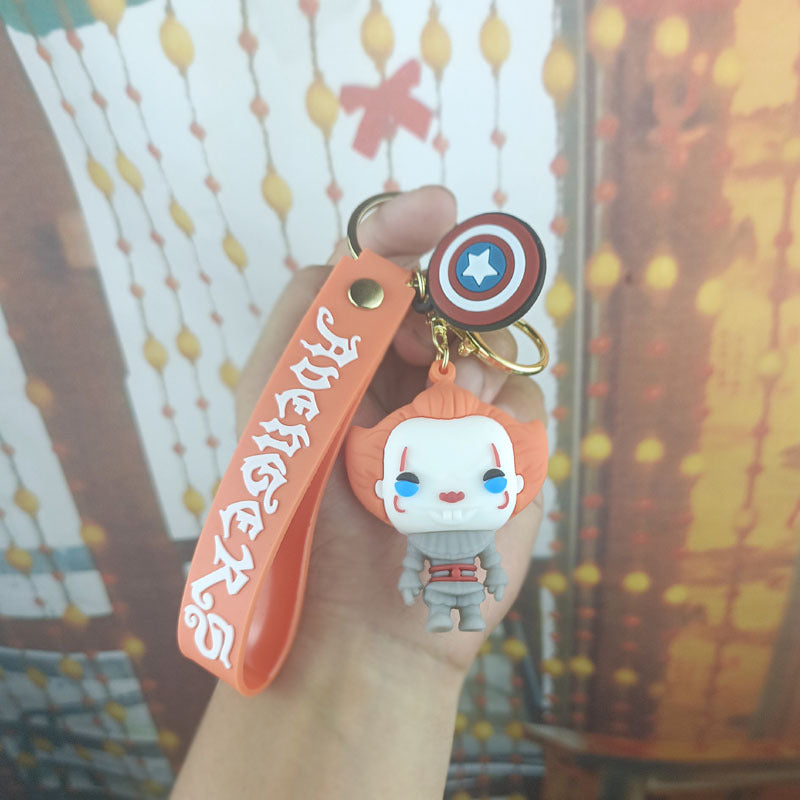 Soft Rubber Halloween Clown Keychain with Orange Hair and Yellow Eyes 11