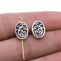 Oval Hollow Vine Pattern Metal Beads 12mm Antique Silver and Gold 40pcs