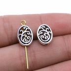 Oval Hollow Vine Pattern Metal Beads 12mm Antique Silver and Gold 40pcs